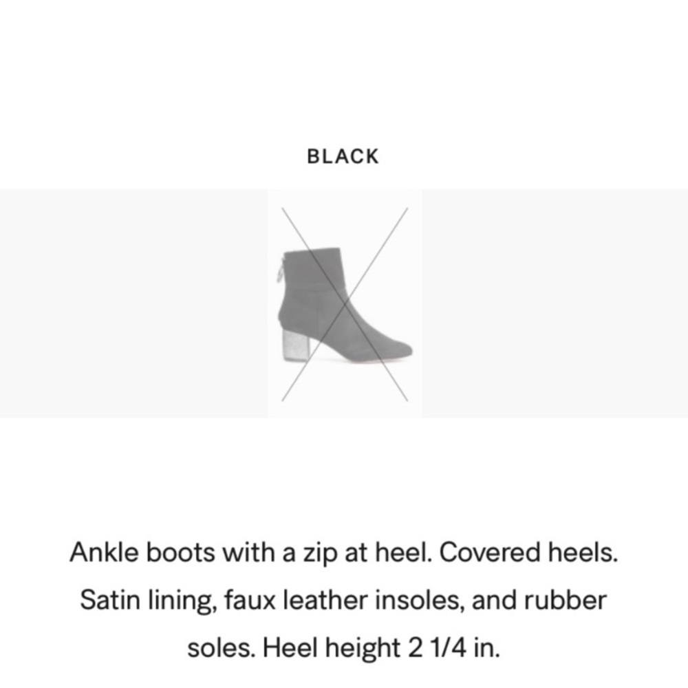 H&M suede black booties with silver glitter block heel 7 - Picture 3 of 9